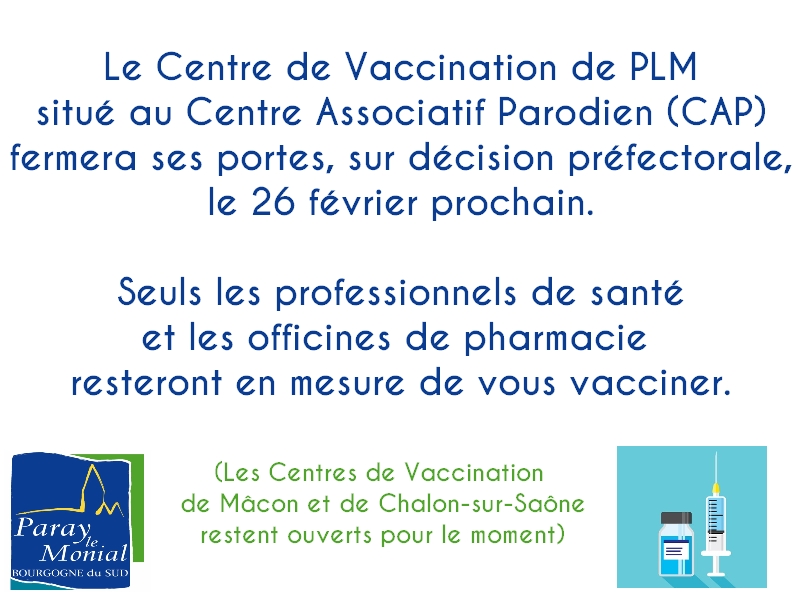 Fermeture du centre de vaccination